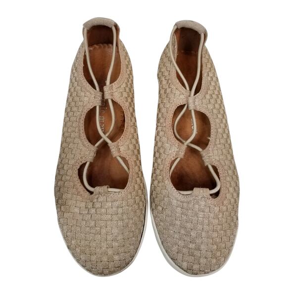 Bernie Mev Women's Rigged Connect Shoes Woven Elastic Flats Comfort Gold Size 37 - Picture 2 of 7